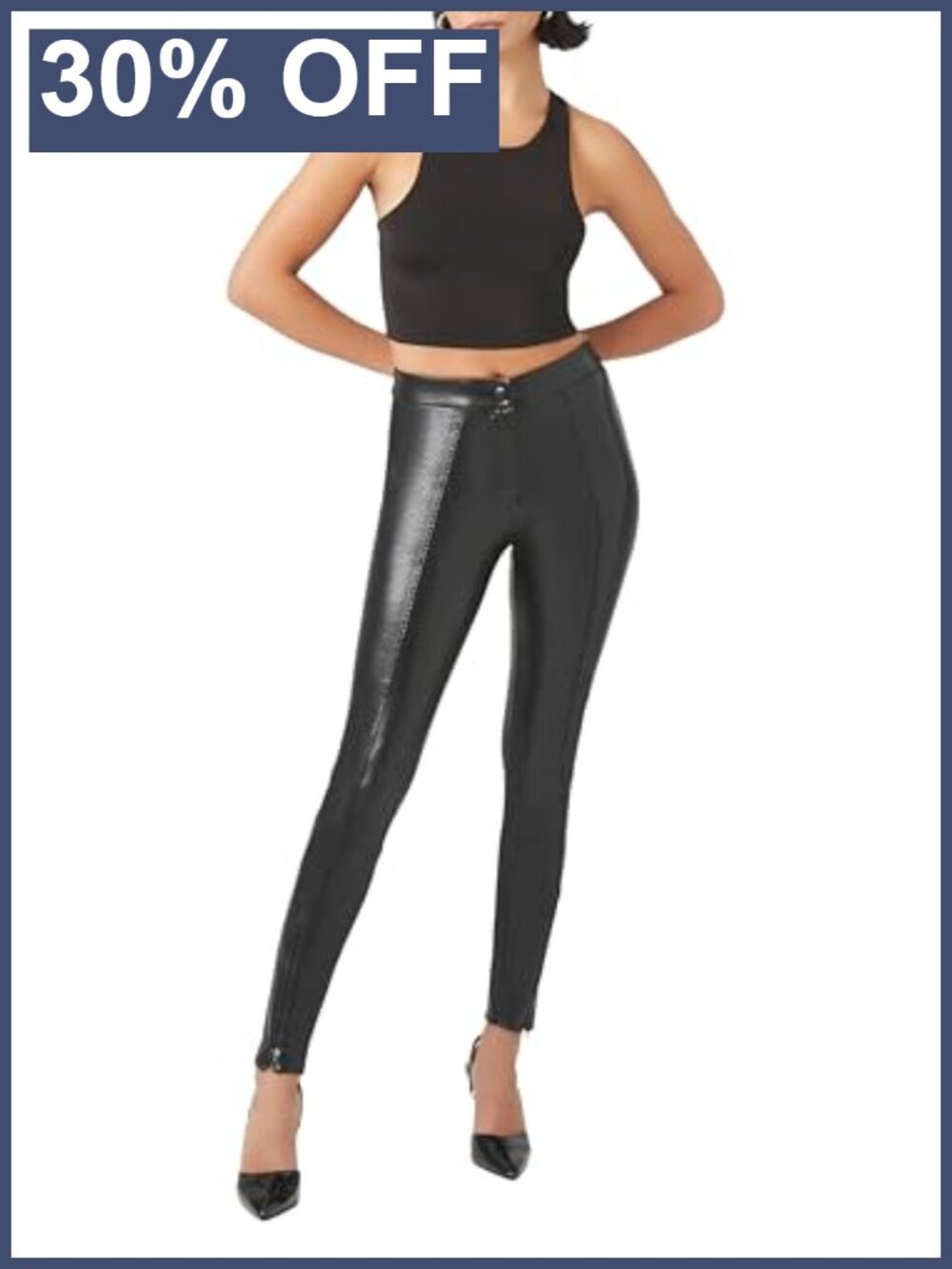 Faux Leather High-Rise Skinny Pants Zip Fly Seam Detail Night Out